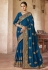 Blue silk saree with blouse 3442