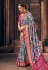 Sky blue tussar silk saree with blouse 3003