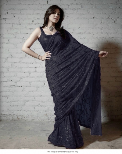 Bollywood Model black color georgette sequins saree