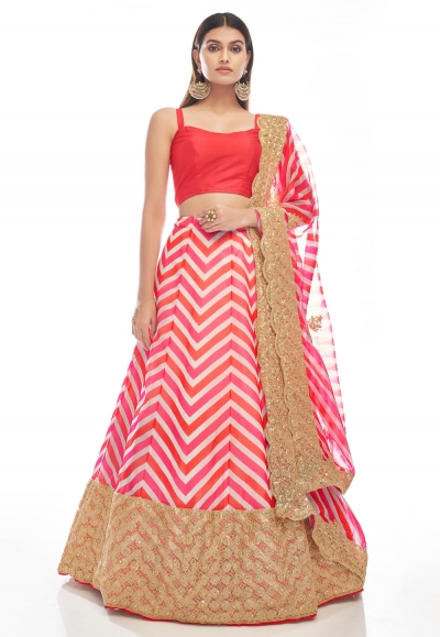 Pink organza a line lehenga choli 20002