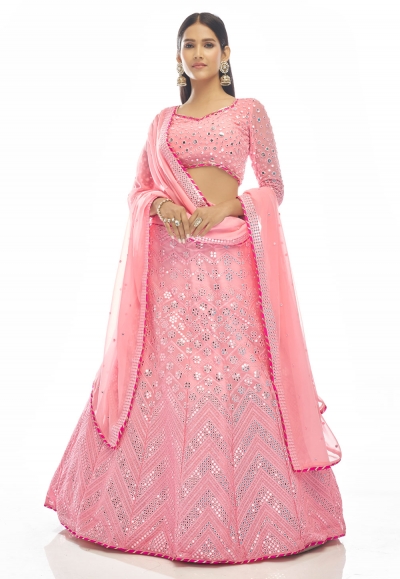 Pink georgette a line lehenga choli 20007