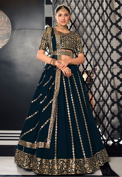 Teal georgette a line lehenga choli 2151