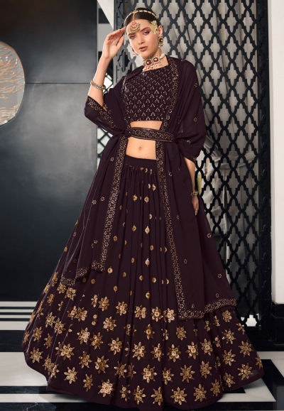 Wine georgette sequence lehenga choli 2154