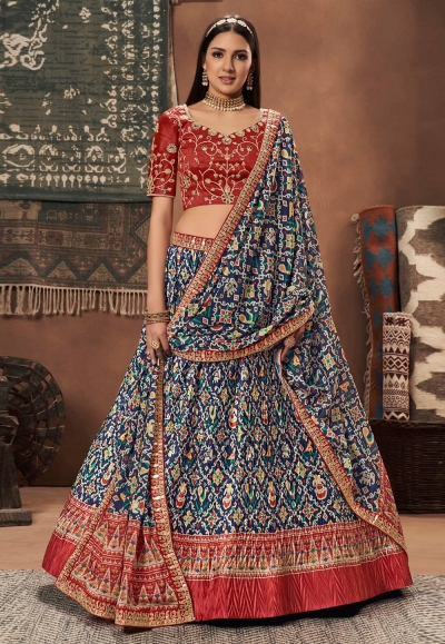 Navy blue rayon a line lehenga choli 406