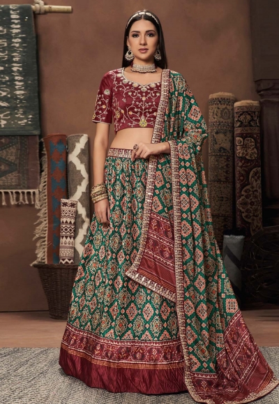 Green rayon a line lehenga choli 408