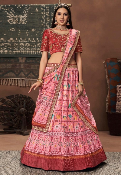 Pink rayon a line lehenga choli 407