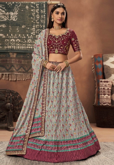 Grey rayon a line lehenga choli 401