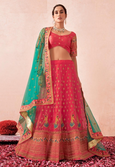 Pink net a line lehenga choli 1003