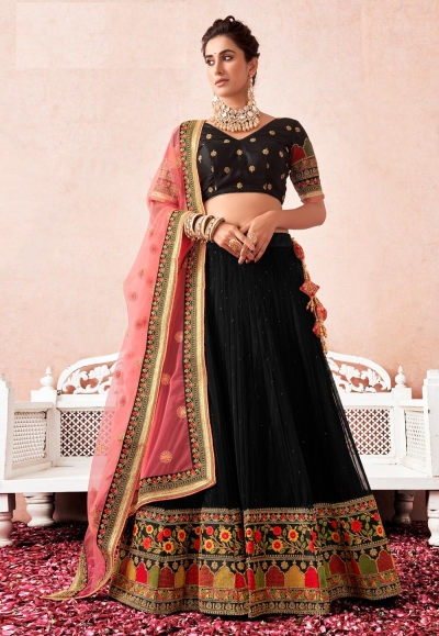 Black net a line lehenga choli 1005