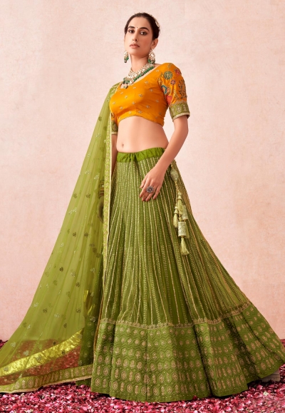 Mehndi net a line lehenga choli 1007