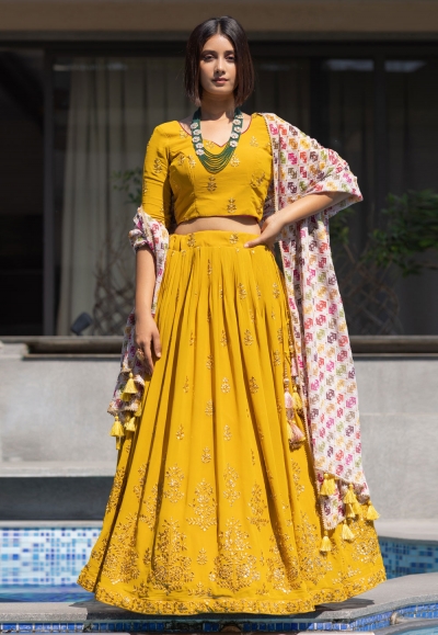 Yellow lehenga choli sale