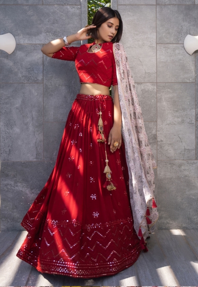 Maroon readymade georgette a line lehenga choli 2429