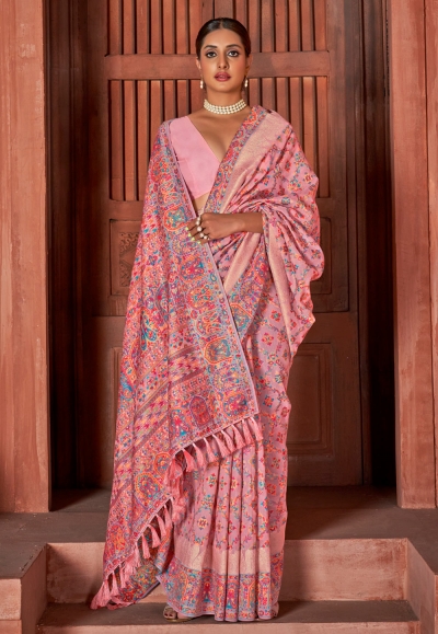 Silk Saree with blouse in Pink colour 3275B