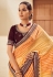 Chinon Saree with blouse in Orange colour 307