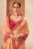 Chinon Saree with blouse in Peach colour 304