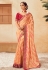 Chinon Saree with blouse in Peach colour 304