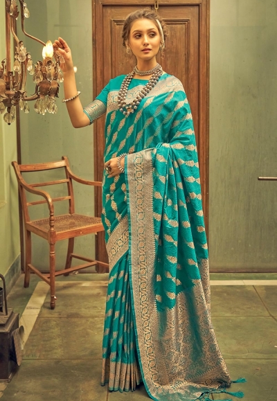 Banarasi silk Saree with blouse in Sky blue colour 20005