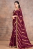 Silk satin Saree with blouse in Wine colour 42209