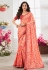 Chinon Saree with blouse in Red colour 107