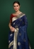 Silk Saree with blouse in Navy blue colour 10950