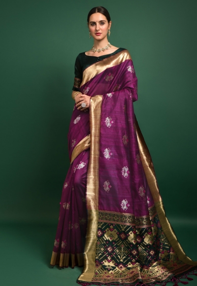 Silk Saree with blouse in Purple colour 10956