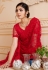 Net Saree with blouse in Red colour 1323