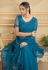 Net Saree with blouse in Blue colour 1327