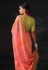 Brasso Saree with blouse in Pink colour 16028