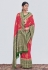 Silk Saree with blouse in Red colour 17002