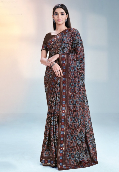Silk Saree with blouse in Brown colour 42303