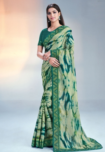 Silk Saree with blouse in Light green colour 42306