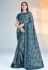 Satin silk Saree with blouse in Blue colour 42308