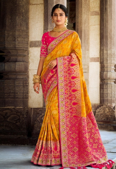 Silk Saree with blouse in Mustard colour 207