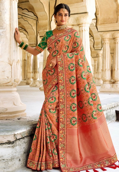 Banarasi silk Saree in Peach colour 211