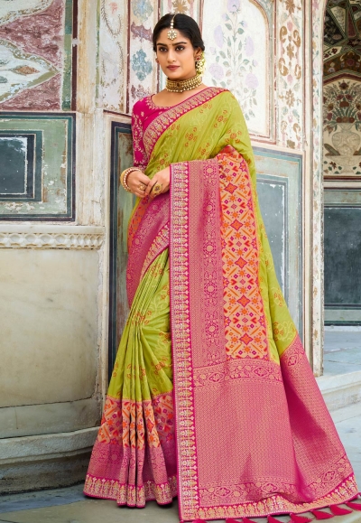 Silk Saree with blouse in Light green colour 216