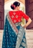 Silk Saree with blouse in Teal colour 107