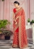 Georgette Saree with blouse in Red colour 1363