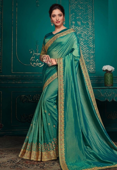 Tamannaah bhatia Silk bollywood Saree in sea green colour 9709