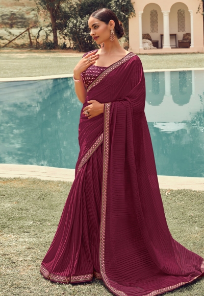 Silk Saree with blouse in Purple colour 4906