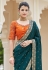 Silk Saree with blouse in Teal colour 5417