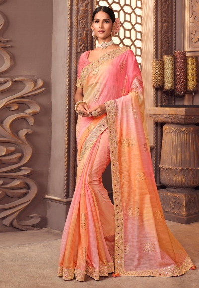 Peach colour deals wedding silk sarees