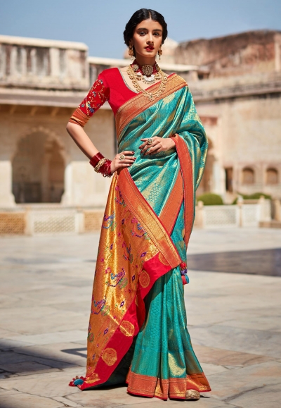 Green colour pattu wedding sarees sale