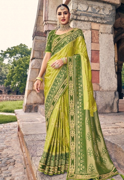Silk Saree with blouse in Light green colour 5307