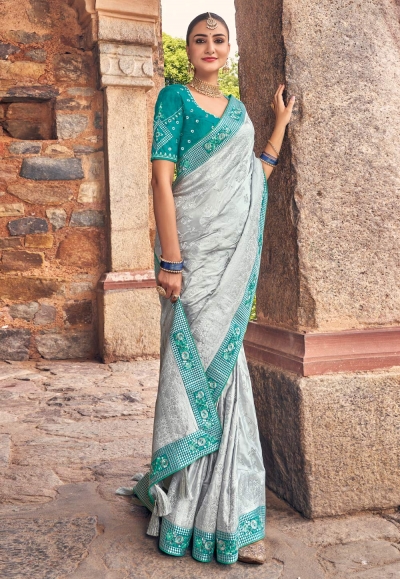 Silk Saree with blouse in Grey colour 5309