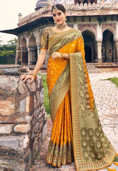Buy Yellow Silk Sarees Online for Women in USA