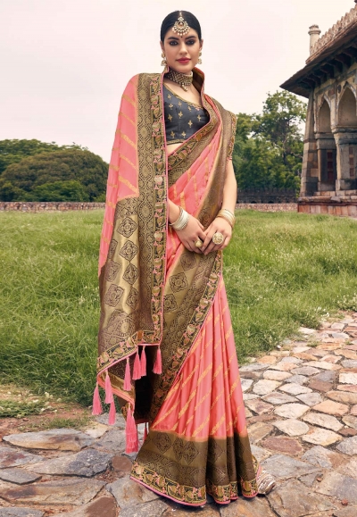 Silk Saree with blouse in Pink colour 5311