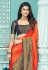 Silk Saree with blouse in Orange colour 14001