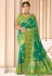 Silk Saree with blouse in Green colour 13407