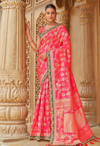 Banarasi silk Saree in Magenta colour 5001