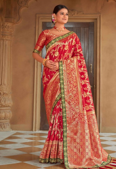 Banarasi silk Saree in Maroon colour 5013